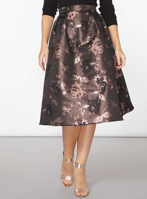 **Luxe Rose Gold Floral Skirt